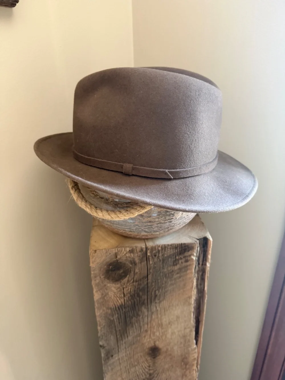 Schuman & Sullivan of New Haven Connecticut Crusher Brown Wool Fedora Sz L Exc